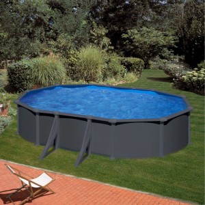 Piscina fuori terra ovale in acciaio antracite Gre 500x300 H 132 cm