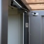 Dettaglio: Molla a gas della porta dell'armadio da terrazza Biohort Julia Gr. M High in argento metallizzato.