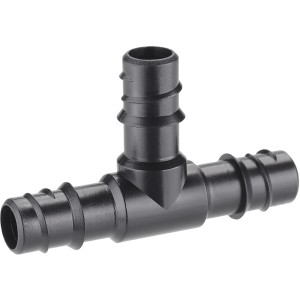 Raccordo a T nero per microirrigazione, dettaglio.