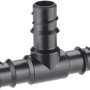 Raccordo a T nero per microirrigazione, dettaglio.