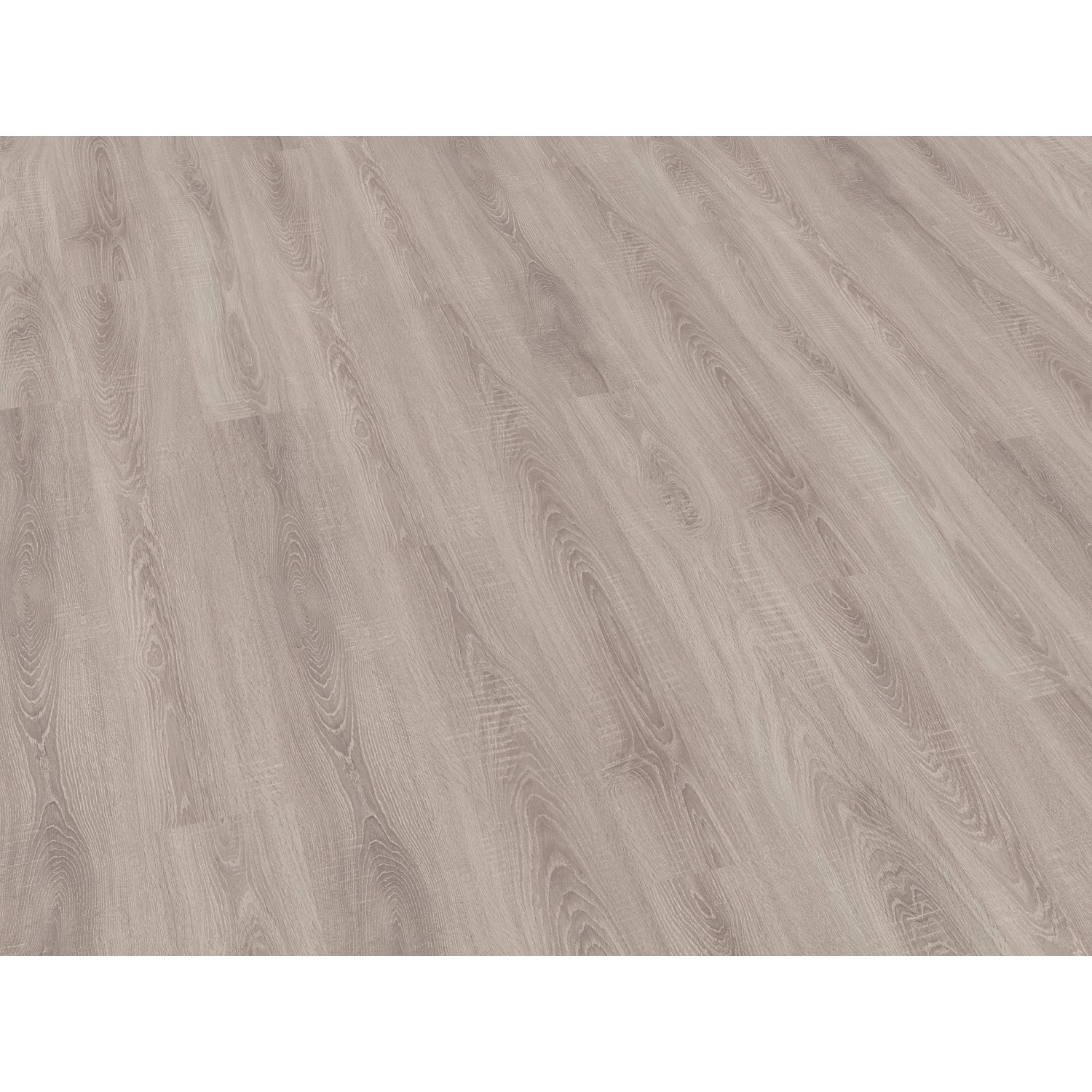 Pavimento in laminato chiaro con struttura in legno di rovere anticato e venature per spazi abitativi e commerciali.