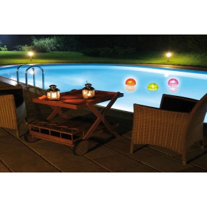 Set di 3 luci solari Summer Fun in piscina, illuminazione a LED multicolore.