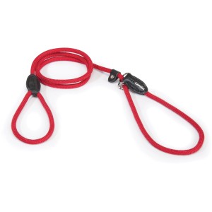 Guinzaglio per cani rosso intrecciato di t.b.t. con passante e moschettone.