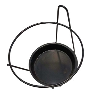 Portavaso t.b.t. in metallo nero con inserto rotondo.