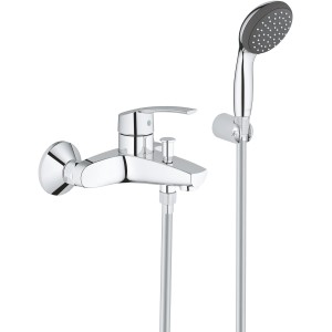 Miscelatore monocomando per vasca Grohe Start cromato con set doccia, montaggio a parete.