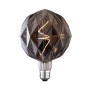 Lampadina LED E27 decorativa in vetro fumé con design geometrico.