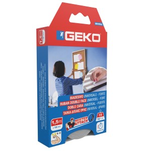 Nastro biadesivo Geko, 1.5m x 19mm, uso universale.