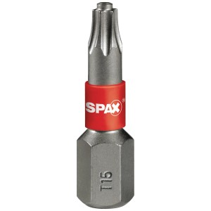 Spax Bit T-Star plus T 15 per viti con attacco T-Star. Colore: Grigio/Rosso.