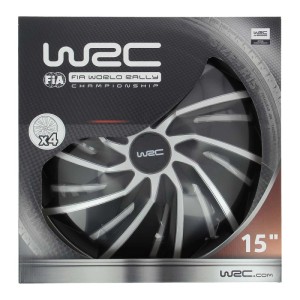 Copricerchi WRC 15 pollici, nero/argento, set da 4 per accessori auto esterni.