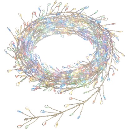 Catena luminosa cluster 480 MicroLED multicolor 5,3 m c/cavo metal silver