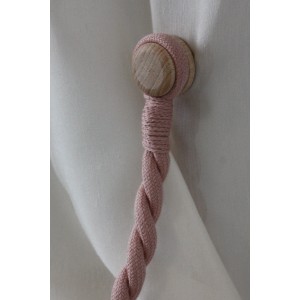 t.b.t. embrasse per tende in tessuto rosa con bottone in legno.