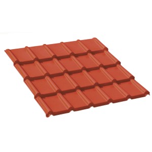 Tegole in plastica rosso-marrone per tetti e carport.