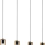 Lampada a sospensione a 4 luci Eglo Littleton in nero-marrone con cornici in legno.
