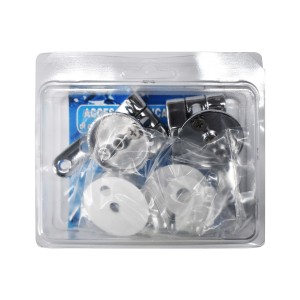 Set accessori WC t.b.t. in confezione trasparente.