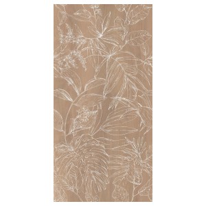 Piastrella da rivestimento t.b.t. con motivo floreale beige e bianco.