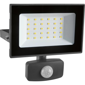 Faretto LED grigio da 30W con sensore per esterni.