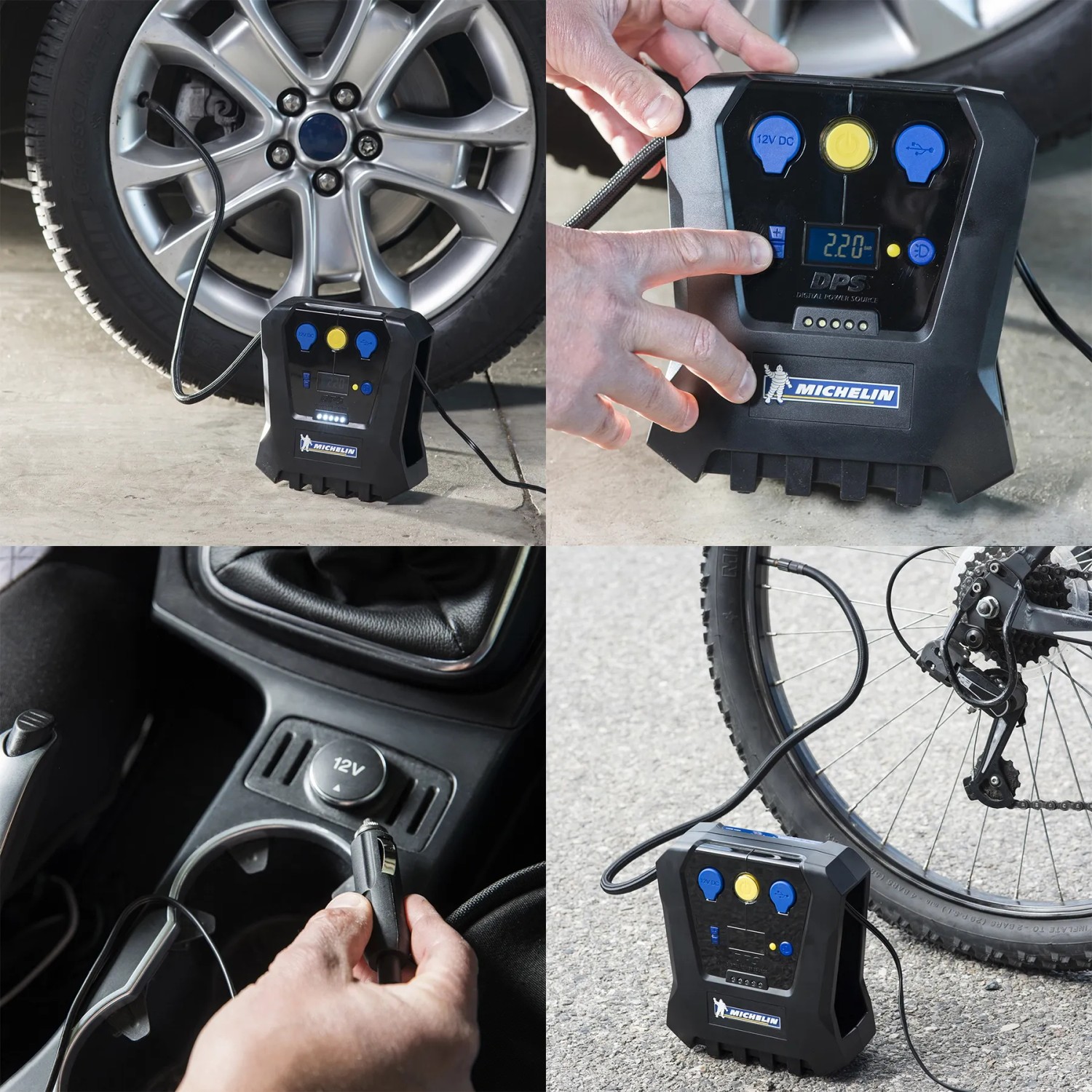 Gonfiatore pneumatici Michelin: Accessorio auto per gonfiare pneumatici auto e bici.