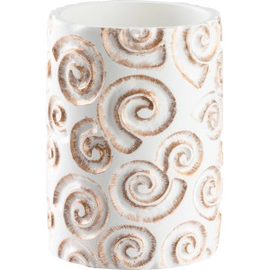 Portaspazzolino t.b.t. bianco con spirali dorate.
