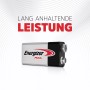 Batteria alcalina Energizer Max 9V E-Block per dispositivi esigenti.