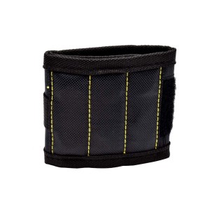 Polsino portautensili t.b.t. nero con cuciture gialle e chiusura a velcro.