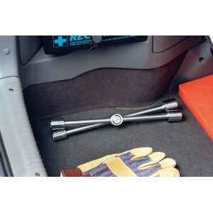 Chiave a croce pieghevole LUX per auto Comfort nel bagagliaio con guanti. Misure: 17-23 mm.