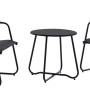 Set di mobili da balcone Whitton a 3 pezzi in acciaio nero-antracite con tavolo e due sedie.