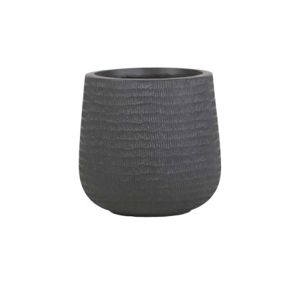 Vaso per piante rotondo in fibra di argilla 43x43x42,5 cm grigio scuro