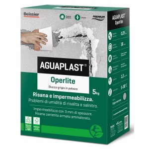 AGUAPLAST Operlite Stucco Speciale, sacco da 5kg. Stucco grigio per interni per risanamento e sigillatura.