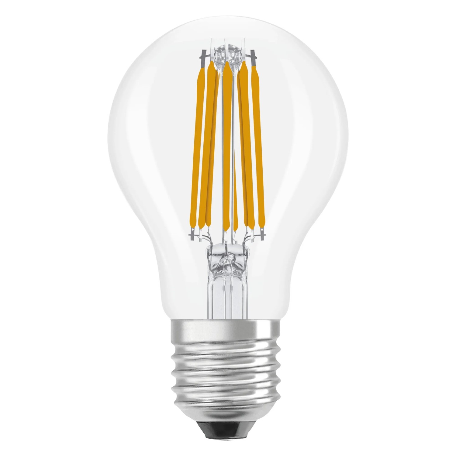 Lampadina LED Osram E27 forma A100 con tecnologia a filamento.