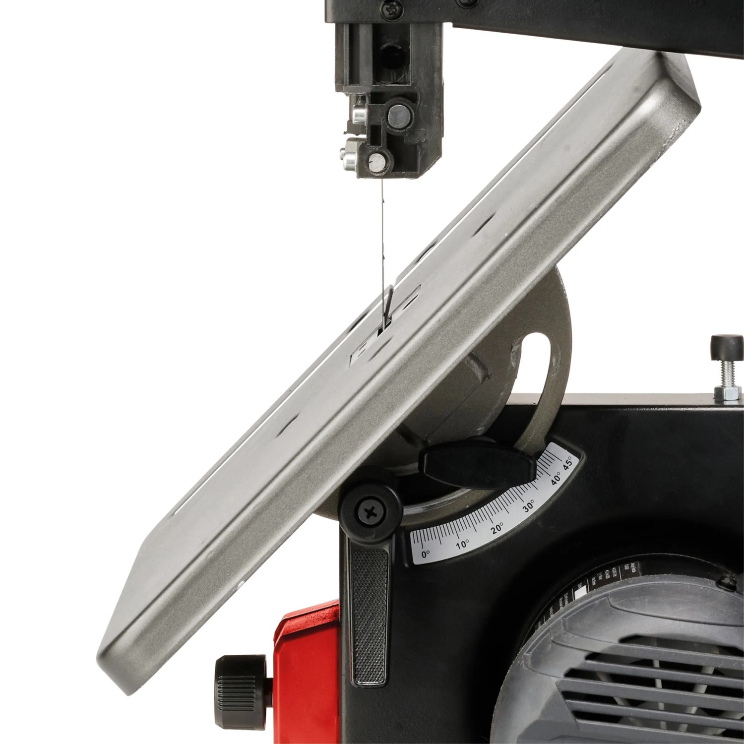 Segatrice a nastro Einhell TC-SB 200/1 con piano inclinabile per tagli obliqui.