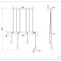 Disegno tecnico della lampada a sospensione Brody nera a 4 luci con attacco E27 e dimensioni di 150 cm.
