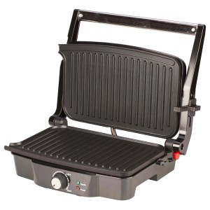 t.b.t. Piastra di cottura a contatto con piastre rigate, ideale per panini e carne.