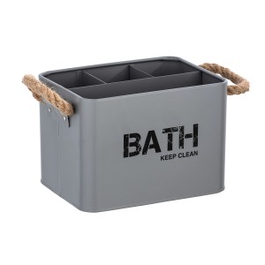 Wenko Badbox Gara grigio con 4 scomparti e manici in corda. Contenitore per accessori bagno.