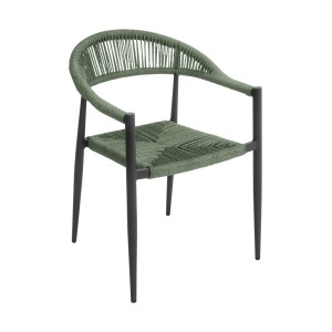 Sedia giardino contract All.Wicker alluminio grigio wicker verde