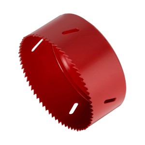 Seghe a tazza LUX rosse, diametro 102 mm, per trapani. Utensile per forare legno e cartongesso.