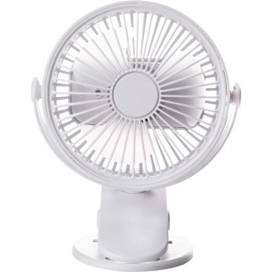 Mini ventilatore da tavolo bianco con clip, Ø 10,6 cm, per uso flessibile.