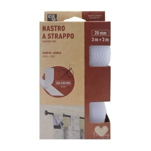 Nastro a strappo da cucire H20 mm bianco 3m gancio + 3m asola