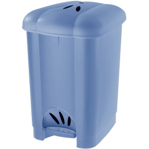 Cestino a pedale t.b.t. blu in plastica per uso domestico.