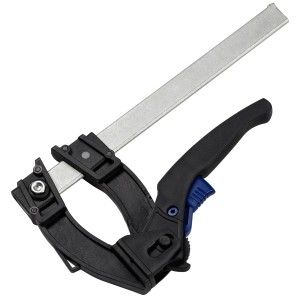 Morsetto a leva LUX Comfort 160x80 mm, utensile di serraggio con manico nero e guida argentata.