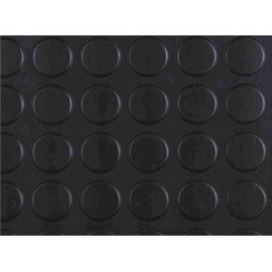 Pavimento in PVC nero con motivo a borchie.