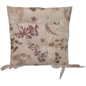 Cuscino per sedia t.b.t. con motivo floreale beige. Adatto per mobili da giardino.