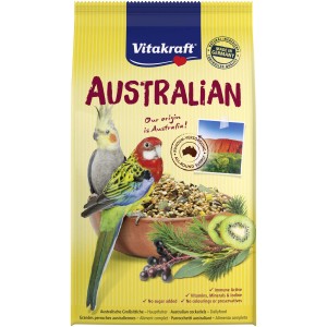 Vitakraft Australian Mangime per pappagalli 750g: Alimento completo con kiwi, sambuco ed eucalipto.