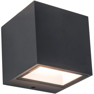 Moderna lampada da parete per esterni a LED Lutec Gemini mini grigia per facciata e ingresso.