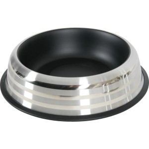 Ciotola per gatti t.b.t. in acciaio inox con interno nero e bordo antiscivolo.