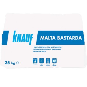 Sacco di malta bastarda Knauf, 25kg, per intonaco e muratura.