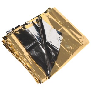 Coperta di emergenza LUX oro e argento, 160x210 cm, per pronto soccorso e assistenza stradale.