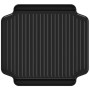 Piastra grill nera per barbecue a gas, superficie rigata.