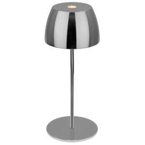 Elegante lampada da tavolo a LED cromata.