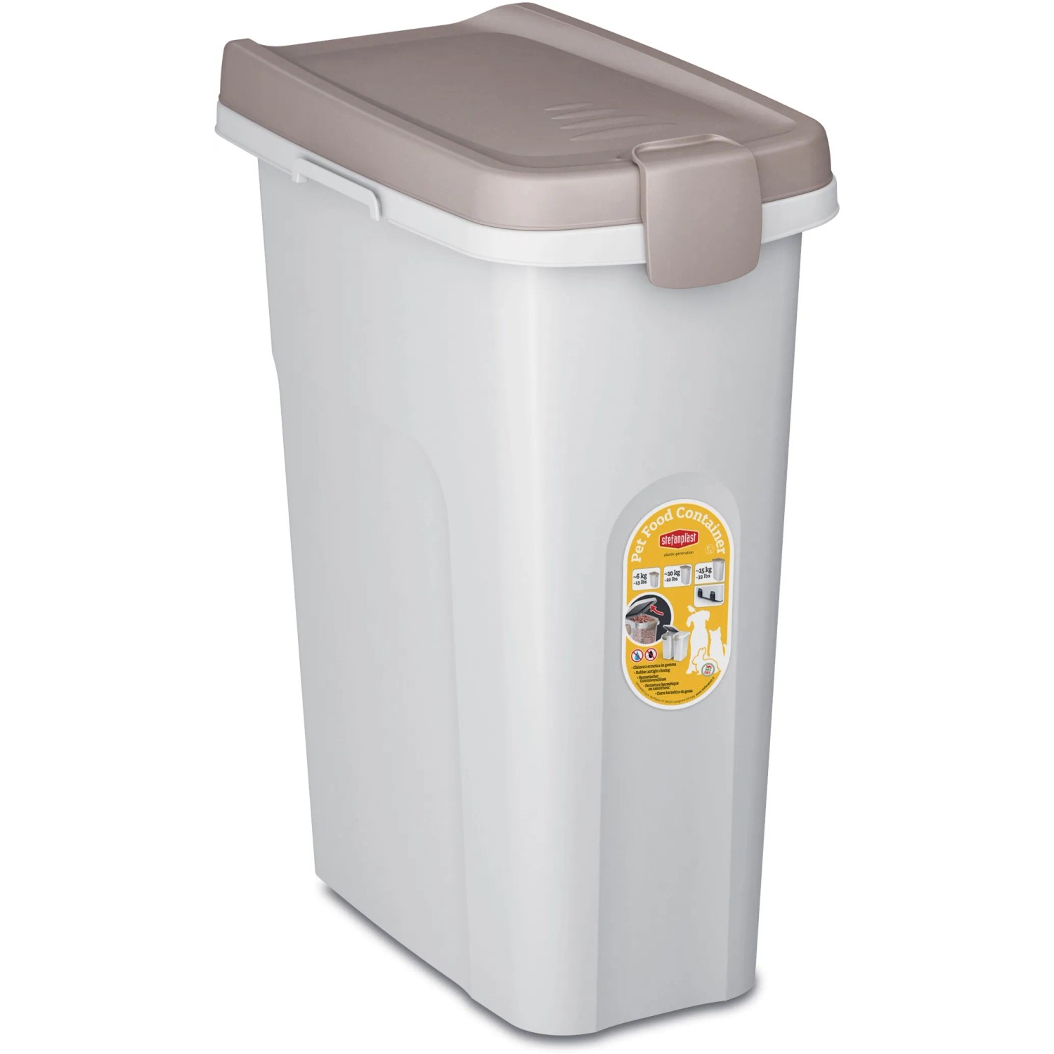 Contenitore per alimenti per cani, contenitore in plastica con coperchio, per conservare il cibo per cani.