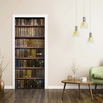 Decorazione Autoadesiva per porta Libreria Vintage 210x83 cm